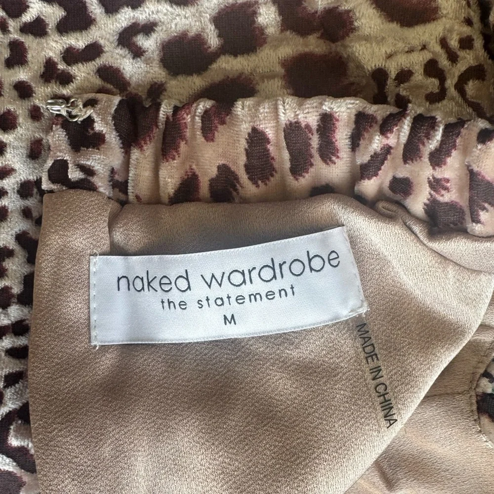 Naked Wardrobe Leopard Mini Skirt Wrap Ruffle Asymmetrical Animal Print Size M